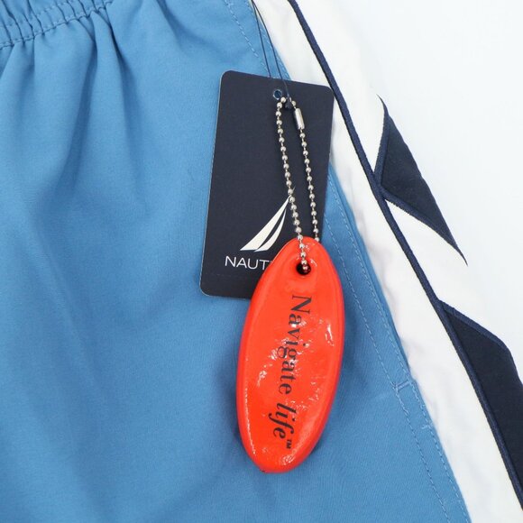 NWT Nautica White Stripe Blue Swim Trunks Shorts 2XLT 2XL Tall - Picture 3 of 5